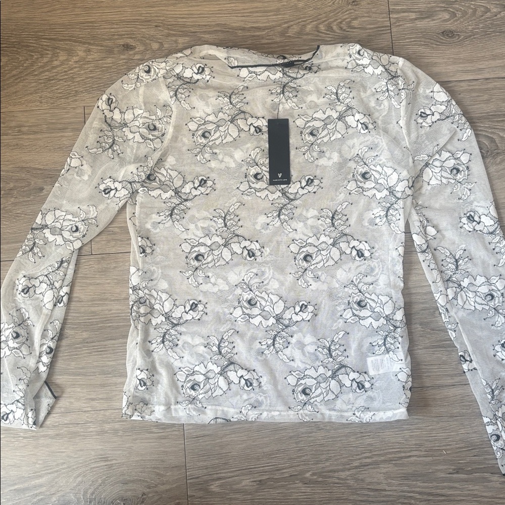 Lulus Immensely Flirty White Sheer Mesh Lace Long Sleeve Top - Size XL - Picture 2 of 3